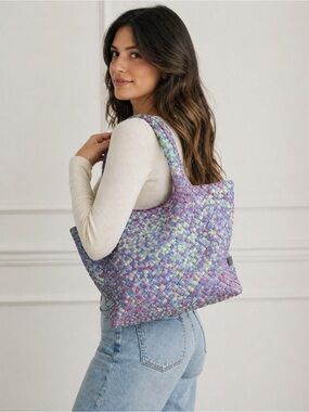 NAGHEDI Woven Neoprene Tote | Pastel Multi | Quiet Luxury Essential